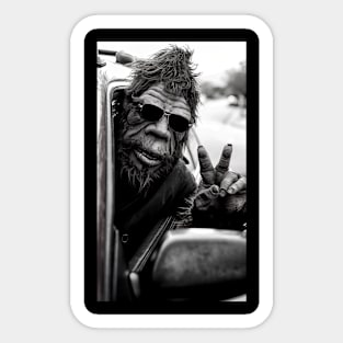 Bigfoot Sighting Roadtrip Peace Sign Sticker